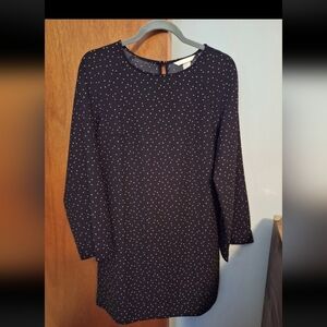 H&M NWT Women's Elegant Black Polka Dot Knee Length Heavyweight Dress Size S